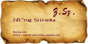 Zárug Szironka névjegykártya